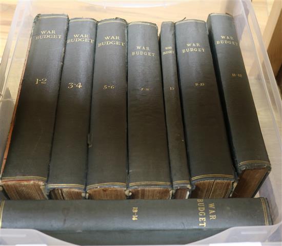 A set of eight bound volumes of War Budget on the first World War